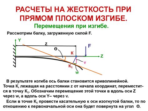 При изгибе