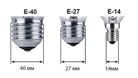Размеры арматуры для ламп Е27