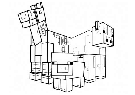 Раскраска Майнкрафт: животные распечатать