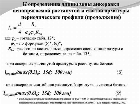 Рекомендации по определению оптимальной длины анкеровки