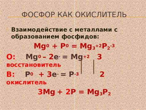 Роль металлов в процессе образования фосфидов