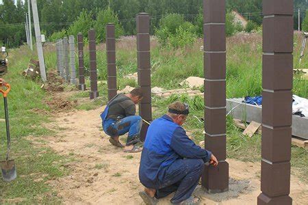 Сборка и установка каменных столбов