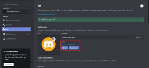 Создание и получение Discord-токена