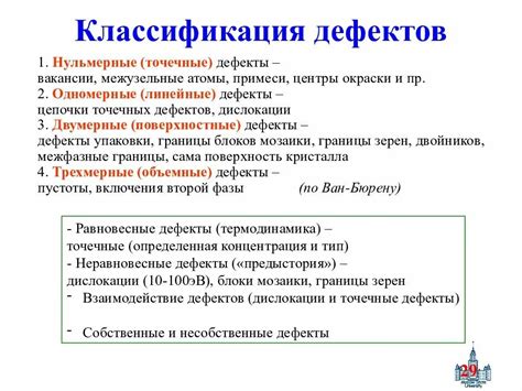 Сущность и классификация точечных дефектов