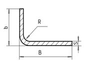 Технические характеристики уголка нержавеющего гнутого неравнополочного