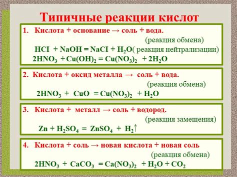 Типичные реакции солей кислот металлов