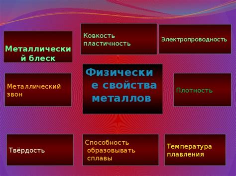 Физические свойства металлов и их температуры плавления