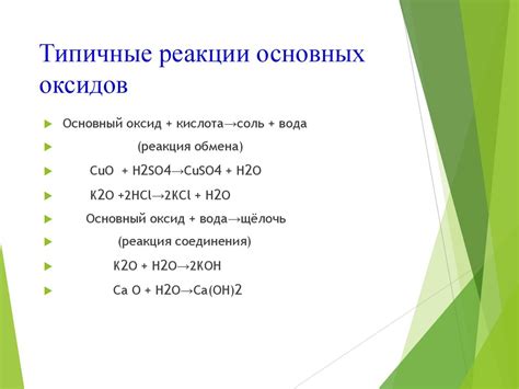 Характеристика основных оксидов