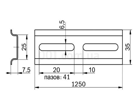 Характеристики оцинкованной DIN рейки длиной 125 см