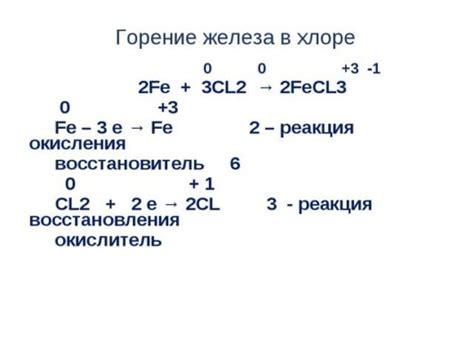 Химическая реакция при образовании ржавчины