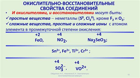 Химические свойства ионов металлов: окислительно-восстановительные реакции