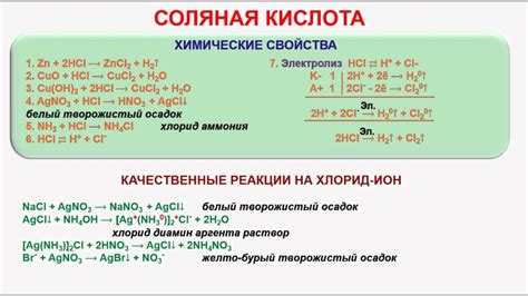 Химические свойства разбавленной соляной кислоты