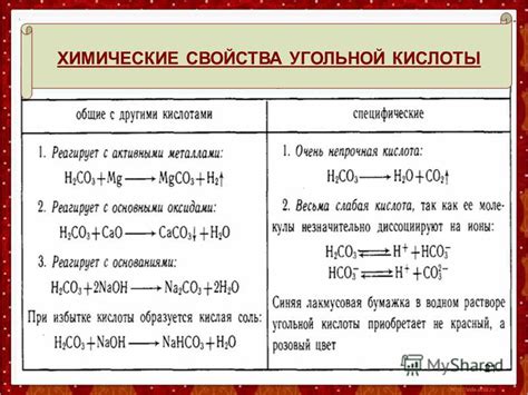 Химические свойства угольной кислоты