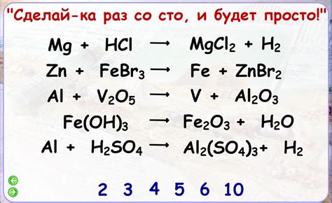 Химические уравнения и их сопоставление