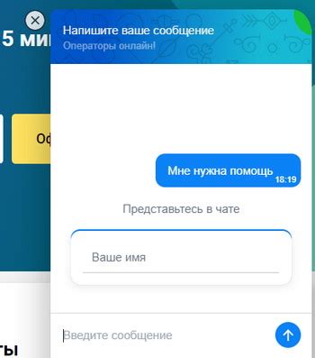 Чат с оператором на официальном сайте