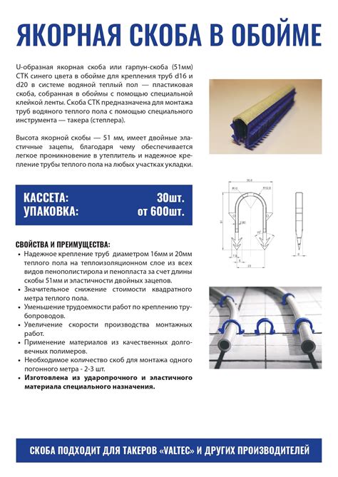 Широкий ассортимент скоб для труб различных диаметров